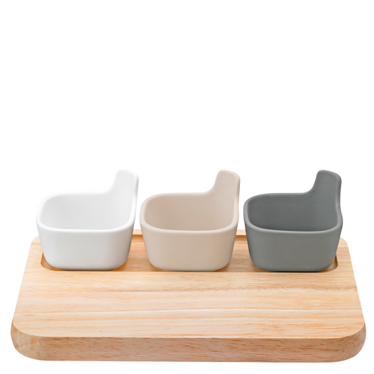 TAPAS serving set rubber wood   Z00139  (Colli 4)